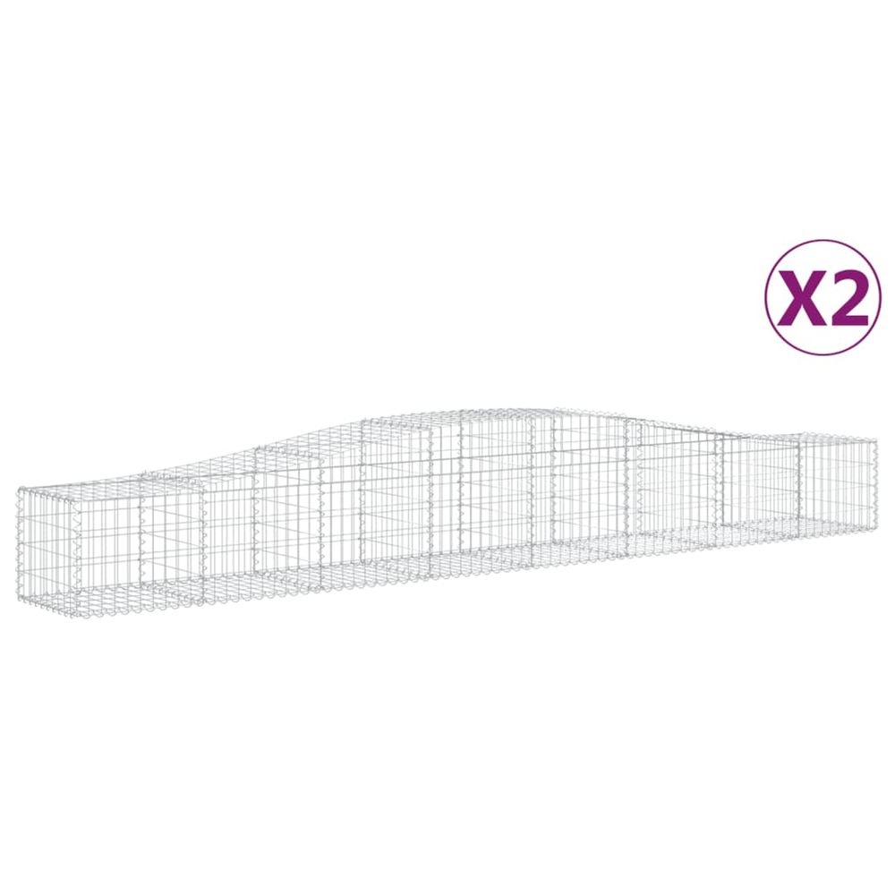 Paniers à gabions arqués 2 pcs 400x50x40/60 cm fer galvanisé