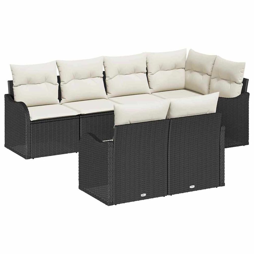 Ensemble de canapé de jardin 7 pc noir polyrotin