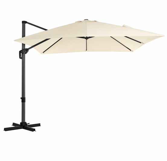 Parasol décentré de jardin 3 x 3 m ombrelle de terrasse toile carrée protection solaire upf 50+ rotatif 360° inclinaison régl