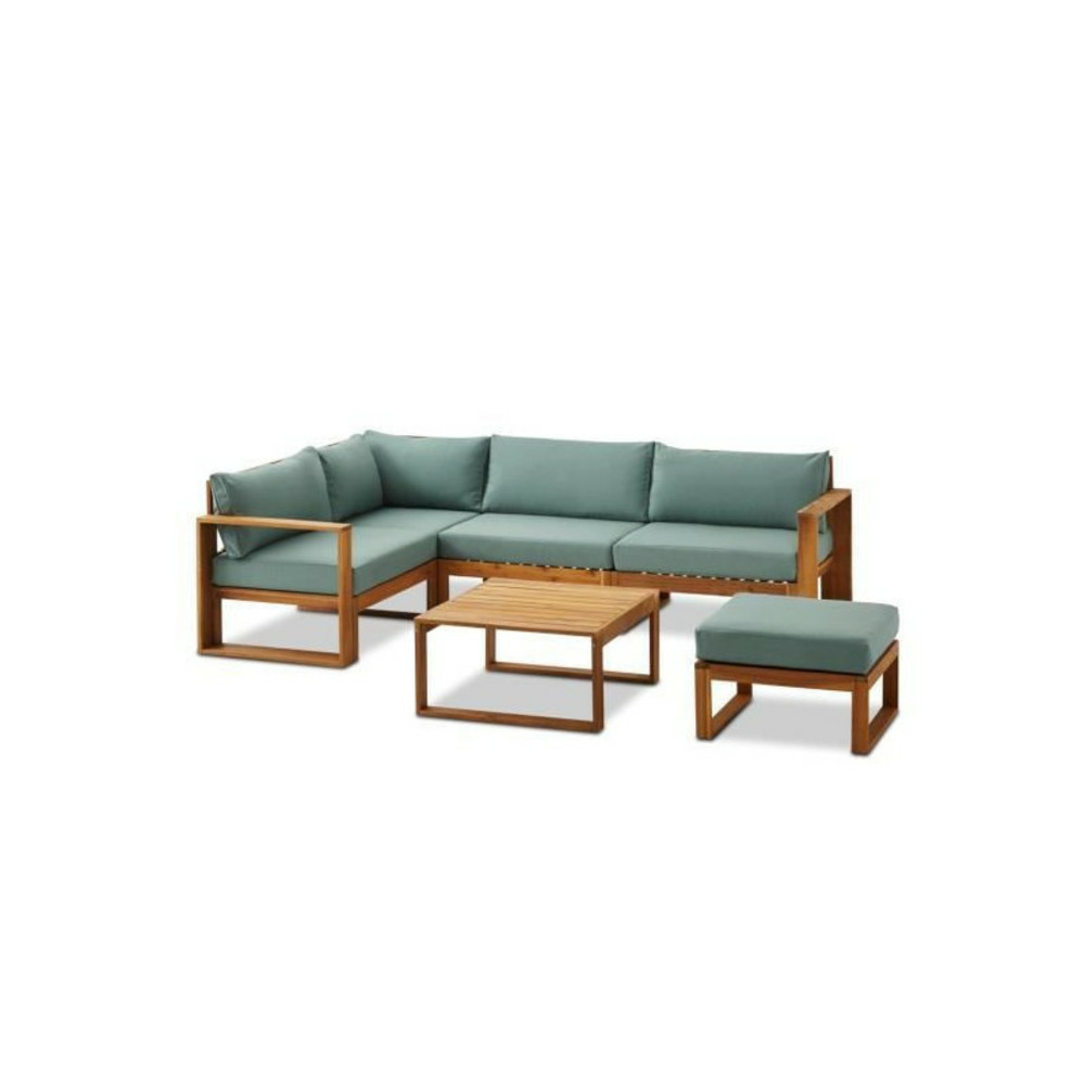 Salon de jardin en acacia fsc 6 personnes - vert d'eau