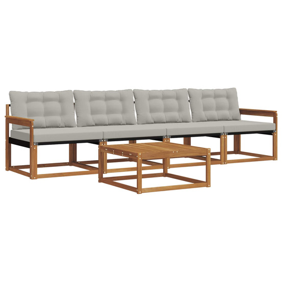 Ensemble de canapés d'extérieur 5 pcs gris naturel et clair