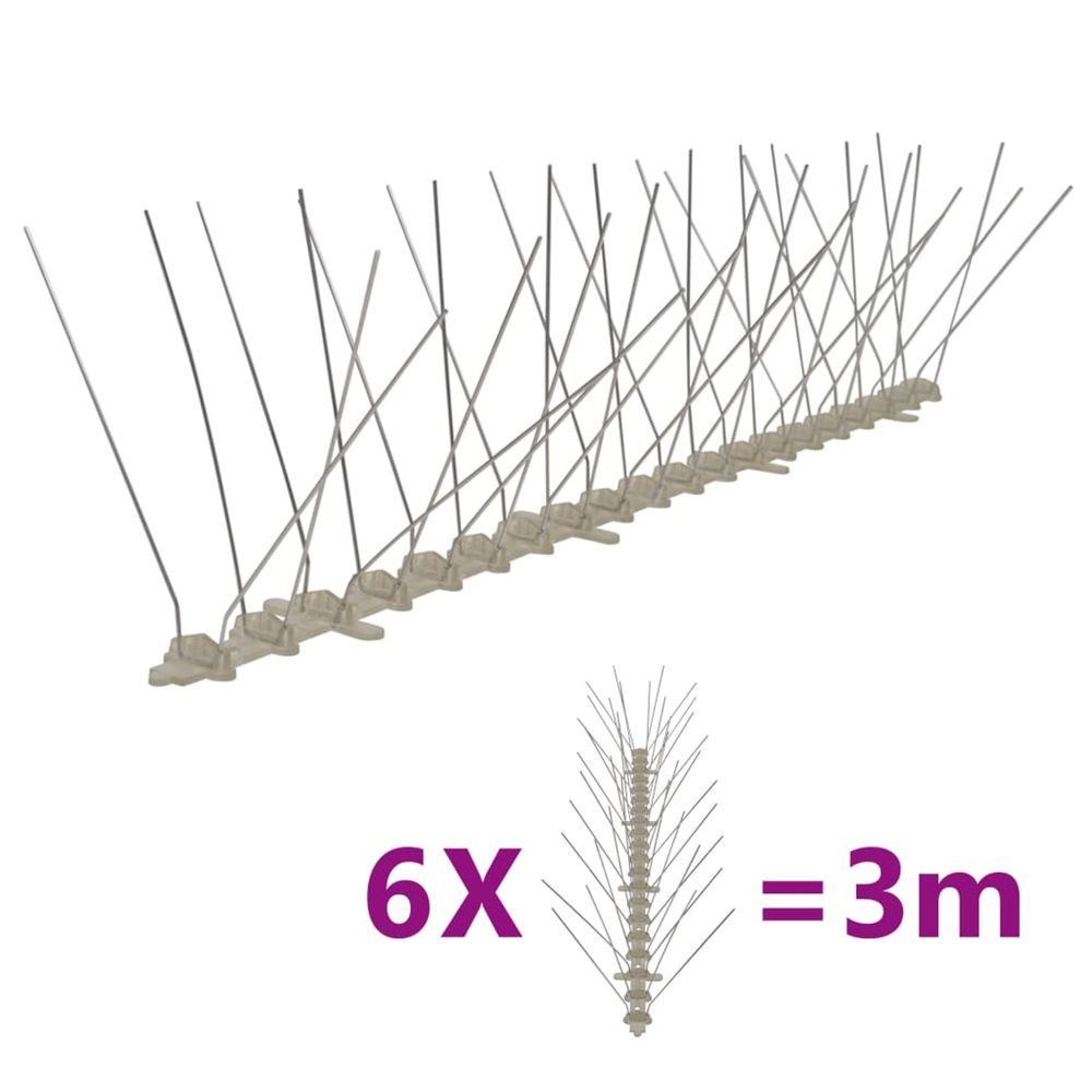 Ensemble de 6 pointes à 4 rangées contre oiseaux plastique 3 m