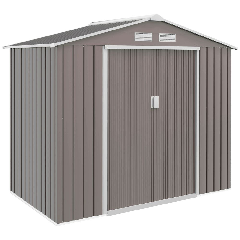 Abri de jardin acier galvanisé extérieur stockage outils 213x130cm gris - comfortxl outdoor living