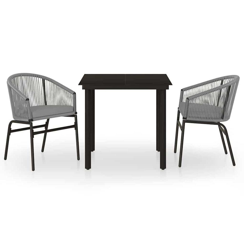 Ensemble à manger de jardin 3 pcs gris