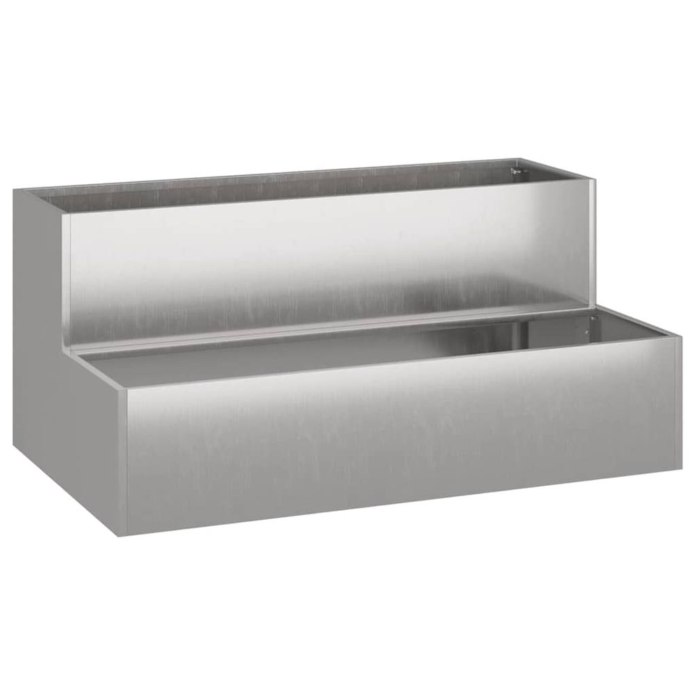 Cache-pot de jardin argent 100 x 60 x 45 cm acier inoxydable