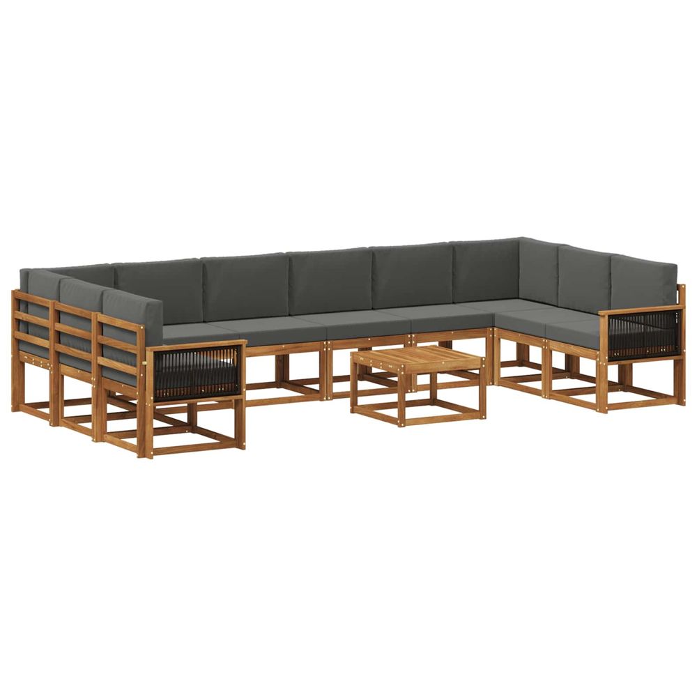 Ensemble de canapés d'extérieur 11 pc naturel et anthracite