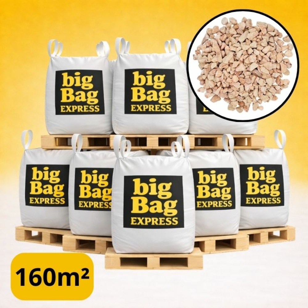Pack 8 x big bag de +/- 1,5t ≃ 160m² gravier marbre rose ø 6/9 mm - livraison premium