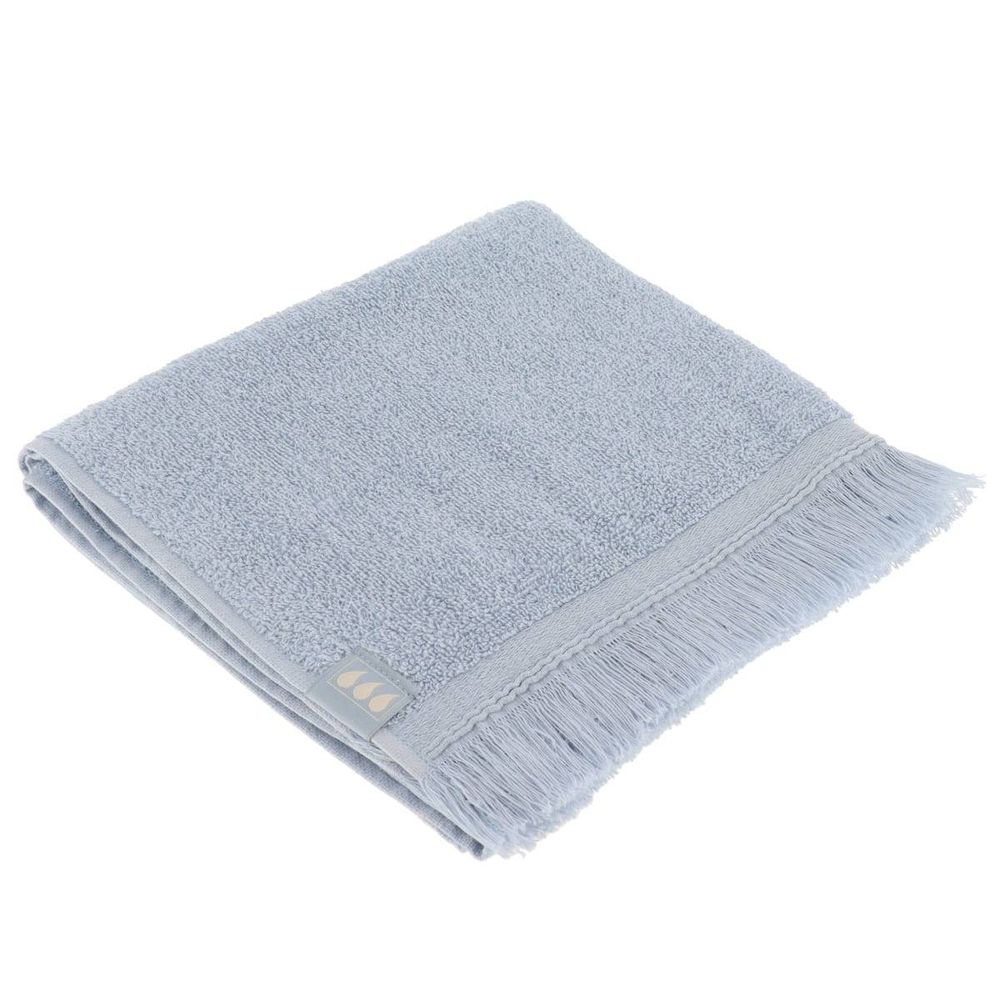 Serviette de toilette 50x90 cm 100% coton finition frange - bleu clair