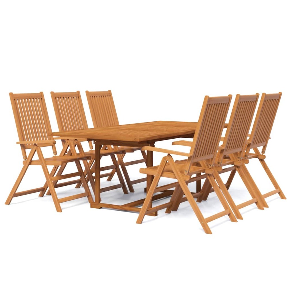 Ensemble à manger de jardin 7 pcs bois d'acacia massif 150-200 cm