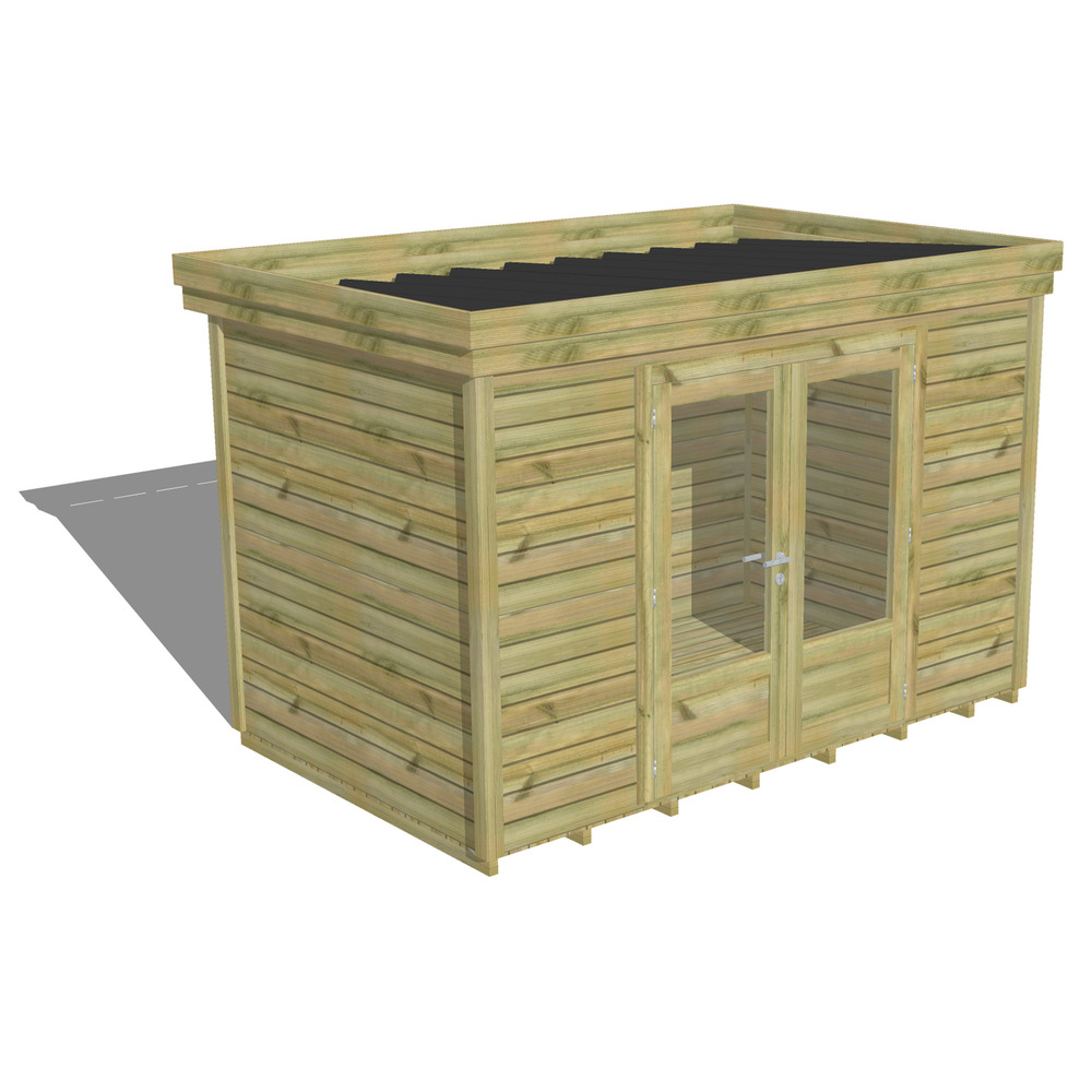 Abri de jardin bois pin traité autoclave 27mm - 3,44x2,14m / 7m2 - bac acier - plancher bois