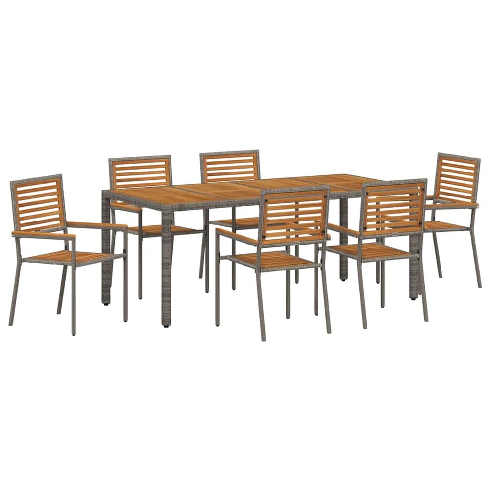 Ensemble de salle à manger pour jardin 7 pc gris et marron