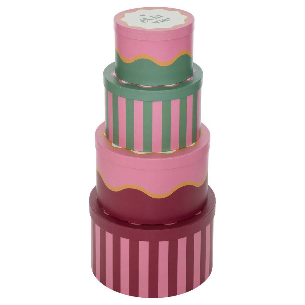 Lot de 4 boîtes cherie rouge 25x15cm
