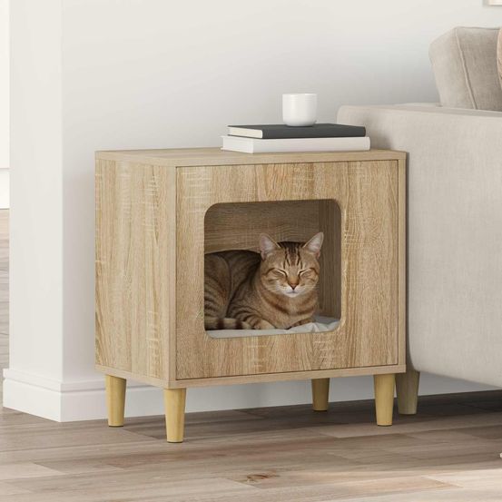 Niche chat haute bois sonoma repos brun 52cm pour chat naturel doux