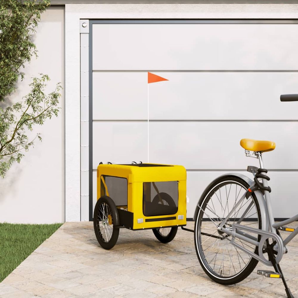 Grande remorque vélo chien tissu oxford transport animaux sécurisé jaune