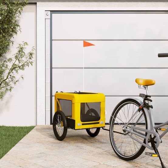 Grande remorque vélo chien tissu oxford transport animaux sécurisé jaune