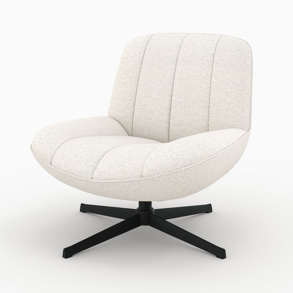 Elvis-fauteuil pivotant en tissu bouclé blanc cassé