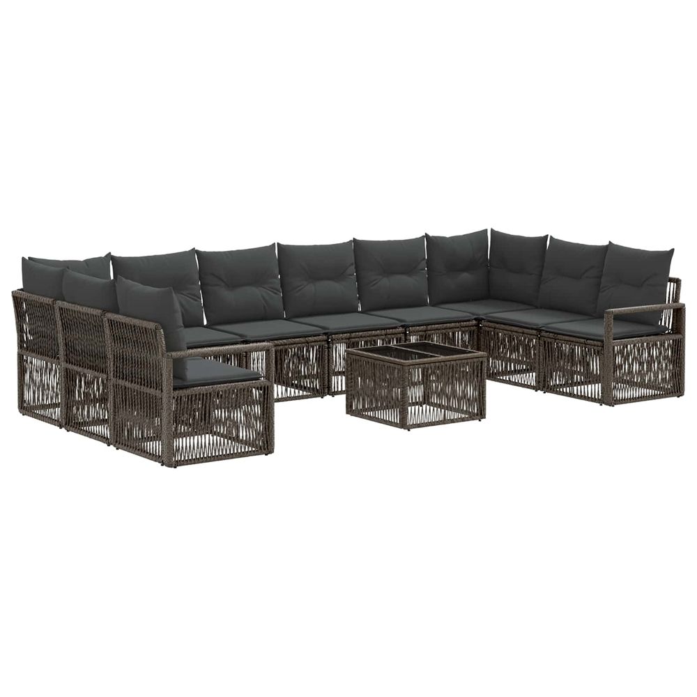 Ensemble de canapé de jardin 11 pc gris polyrotin