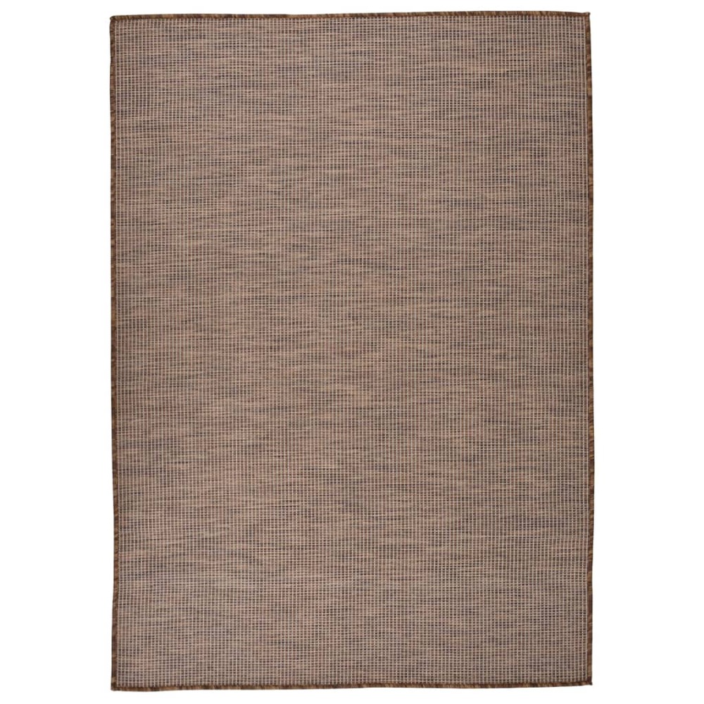Tapis à tissage plat d'extérieur 140x200 cm marron