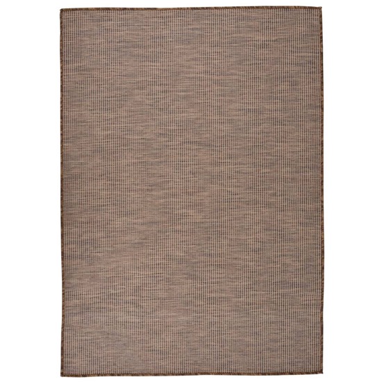 Tapis à tissage plat d'extérieur 140x200 cm marron