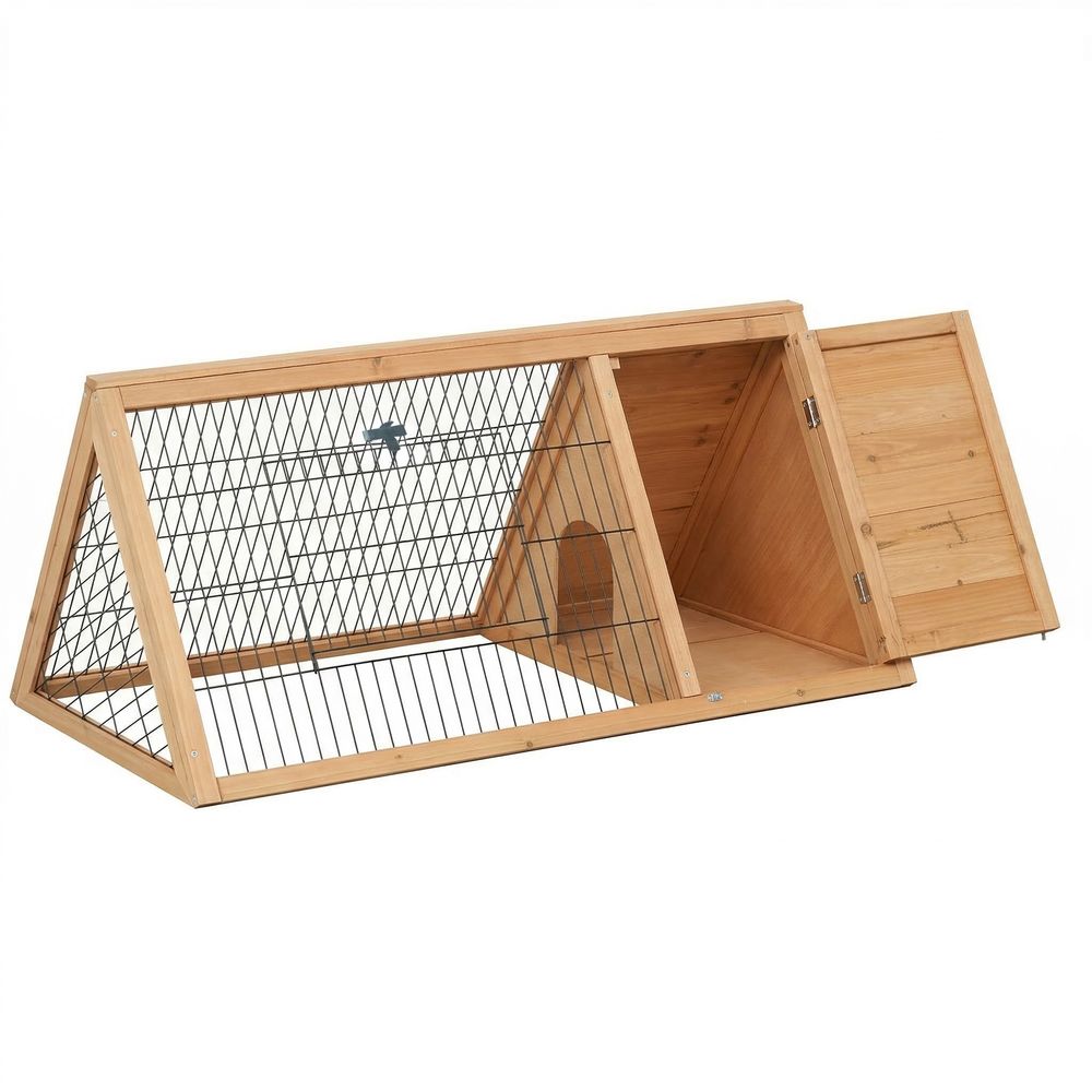 Clapier lapin bois et métal 116 x 62,2 x 52,5 cm naturel extérieur sécurisé