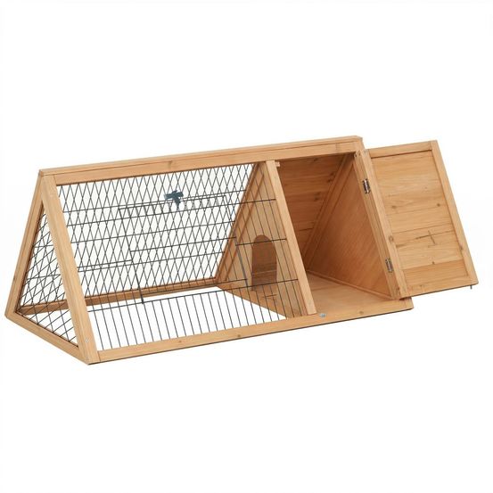 Clapier lapin bois et métal 116 x 62,2 x 52,5 cm naturel extérieur sécurisé