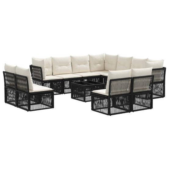 Ensemble de canapé de jardin 12 pc noir polyrotin