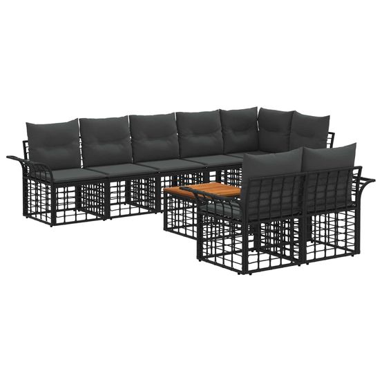 Ensemble de canapés d'extérieur 9 pc noir et gris foncé