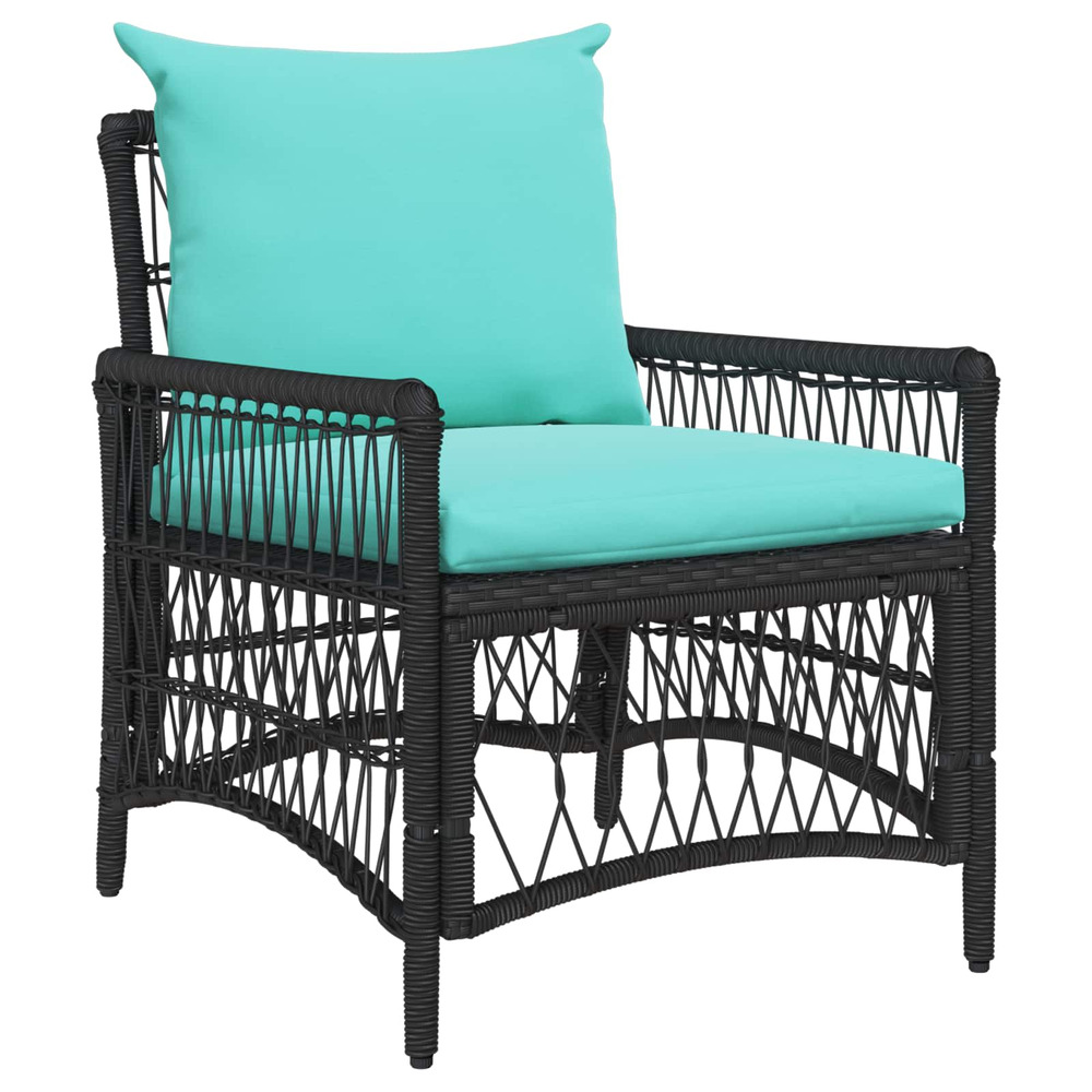 Chaise de jardin avec coussin noir 73 x 61 x 77 cm polyrotin