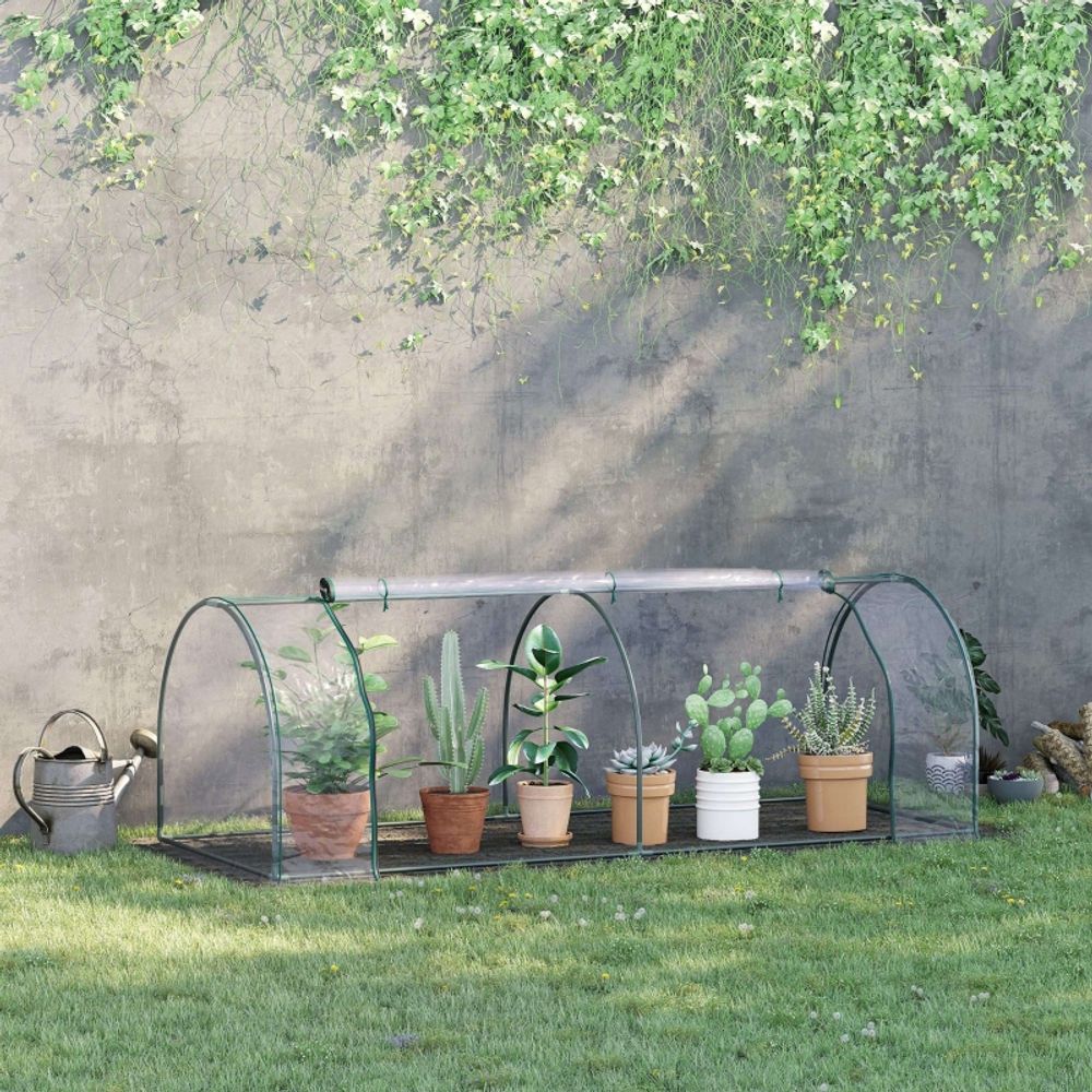Serre tunnel de jardin acier pvc transparent 250 x 100 x 80 cm pour semis et potager - comfortxl outdoor living