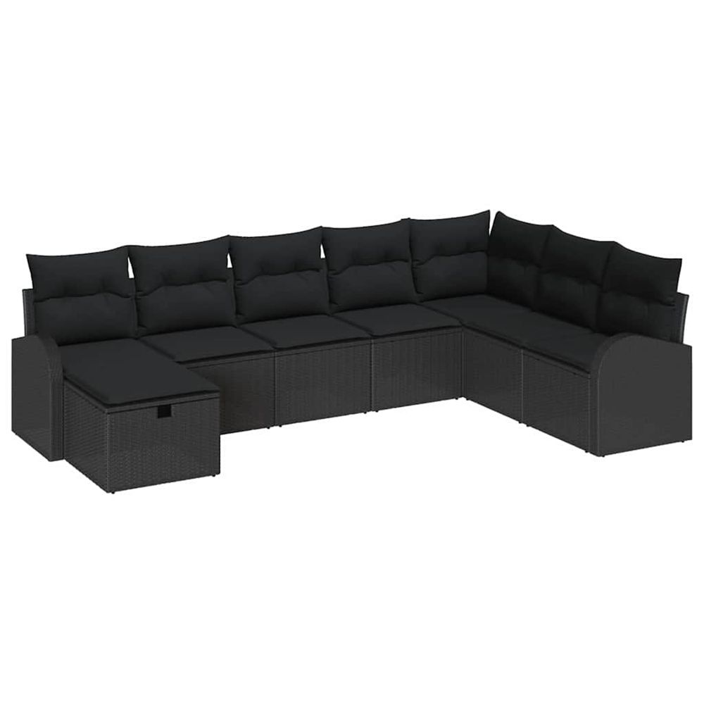 Ensemble de canapé de jardin 8 pc noir polyrotin