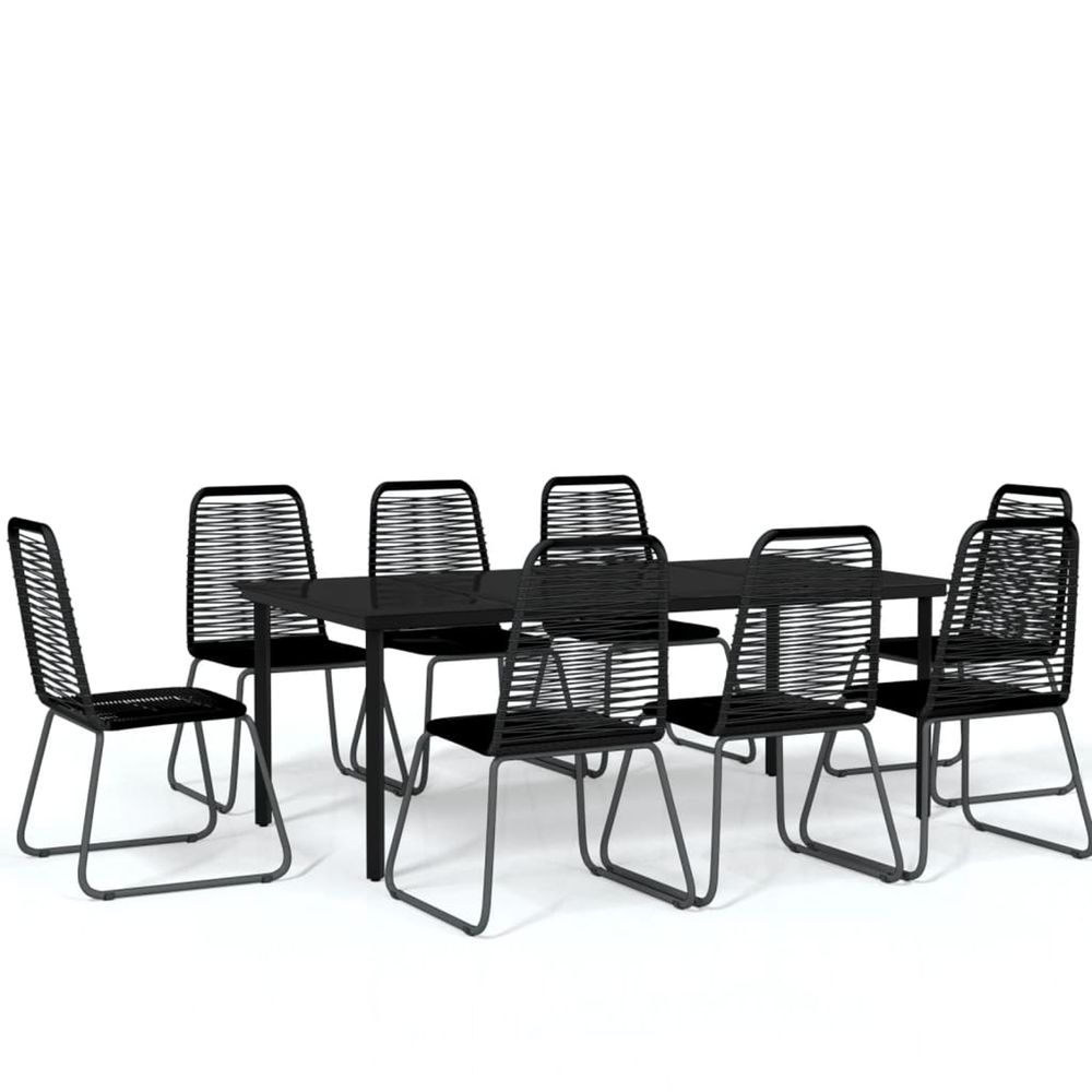 Ensemble à manger de jardin 9 pcs noir