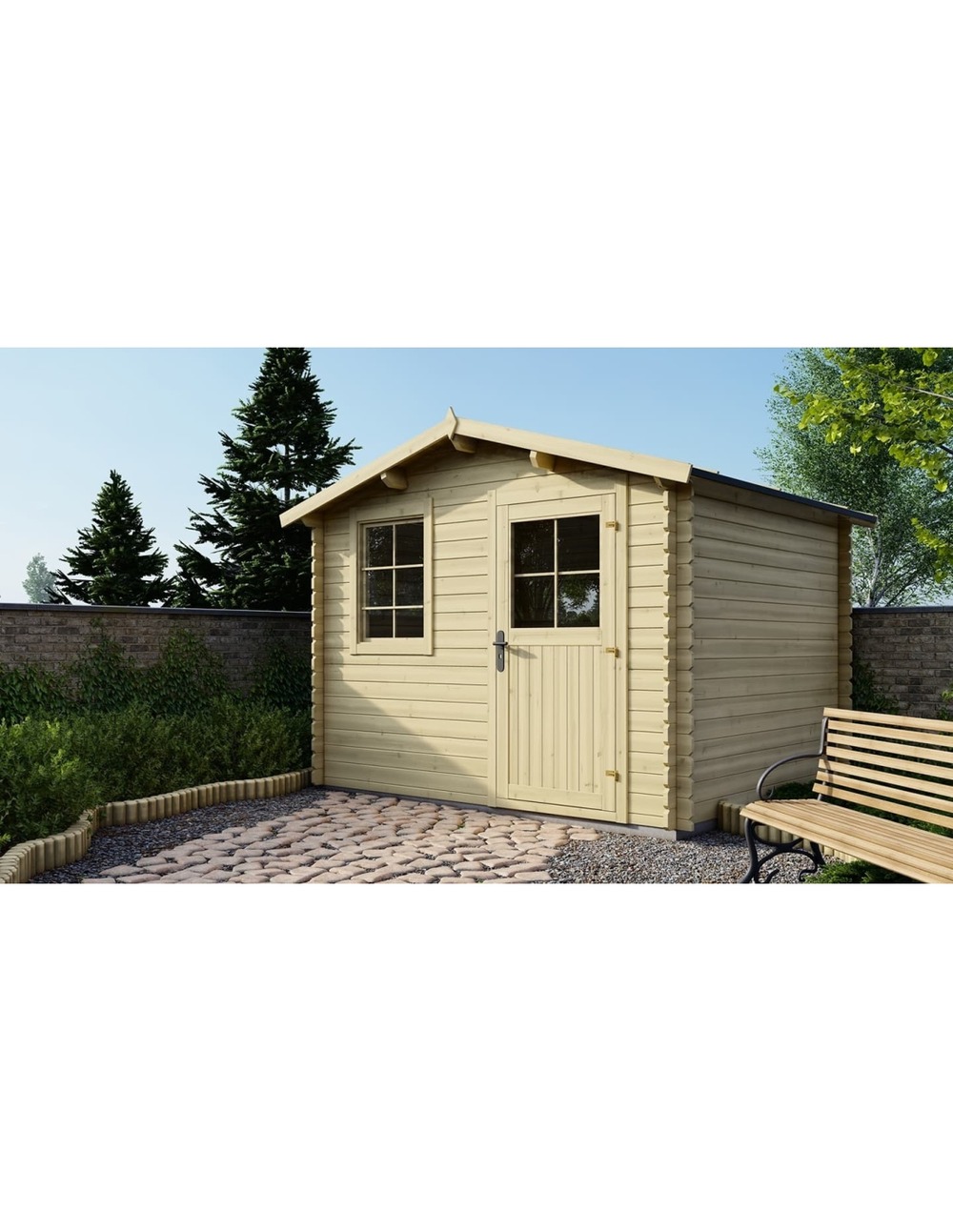 Abri de jardin en bois - 7,50m2 - 3x2,50m - ep. 28mm - couleur: naturel - dom469 - altanka