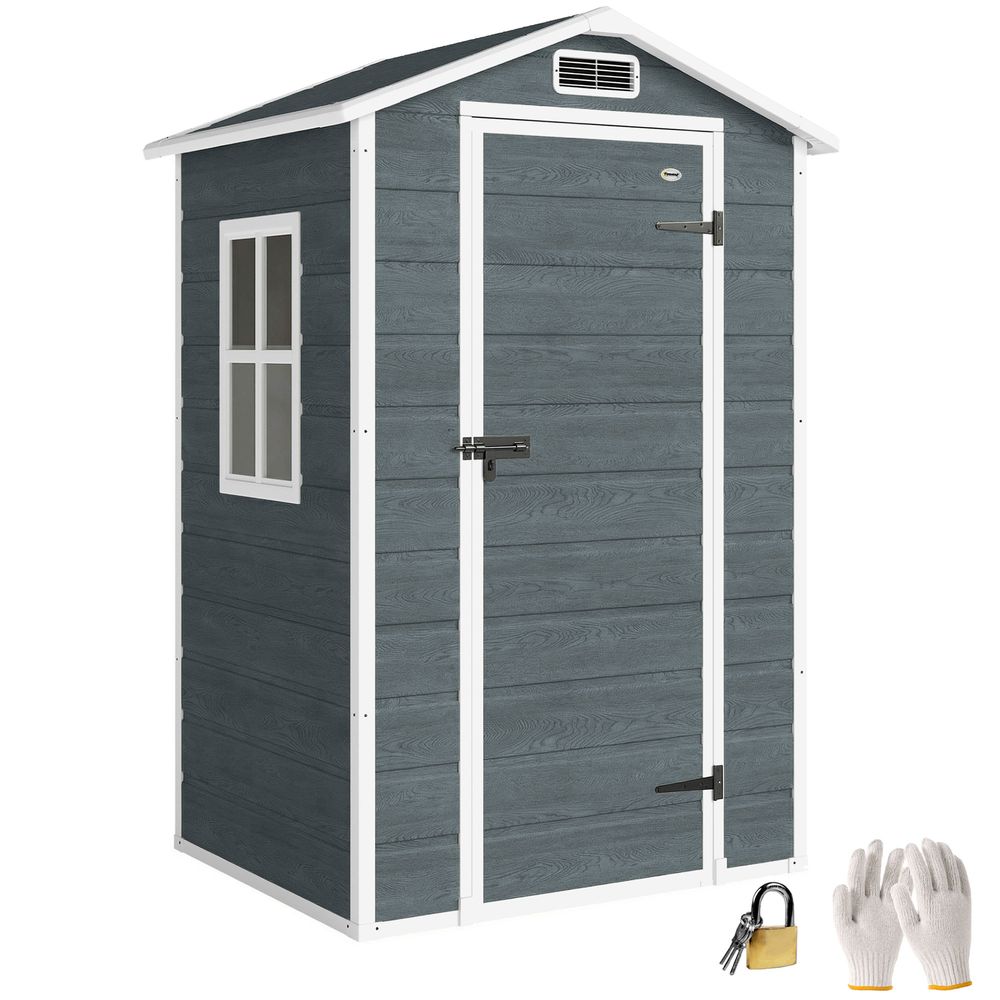 Abri de jardin compact résine pp rangement extérieur 128x104x196cm gris vieilli - comfortxl outdoor living