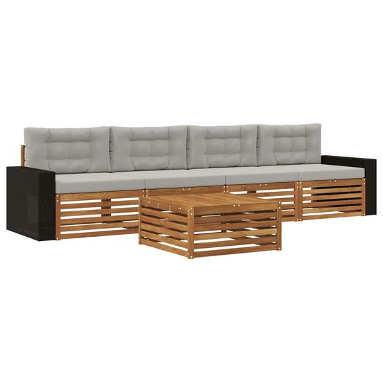Ensemble de canapés d'extérieur 5 pc naturel et gris clair