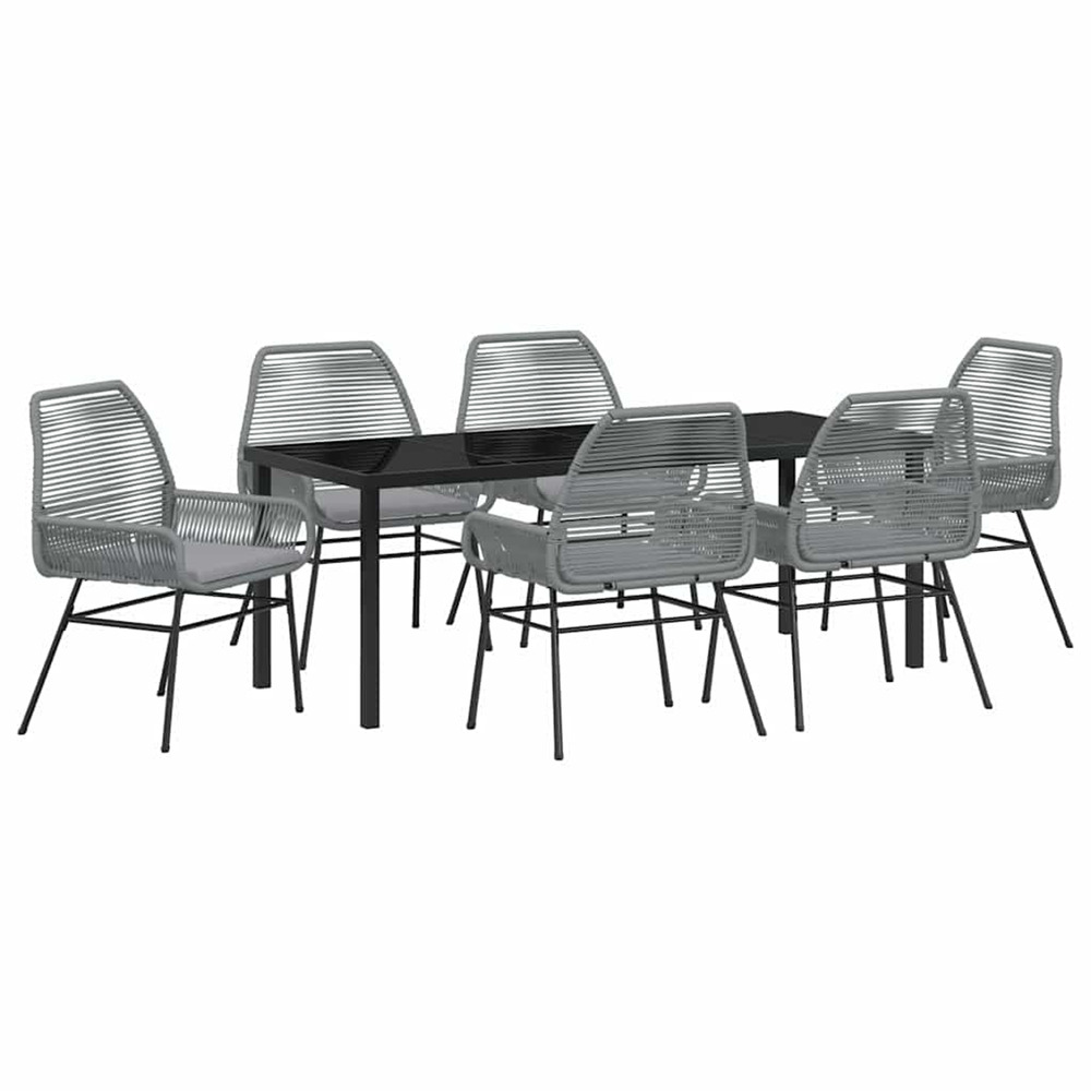 Ensemble de salle à manger pour jardin 7 pcs gris polyrotin