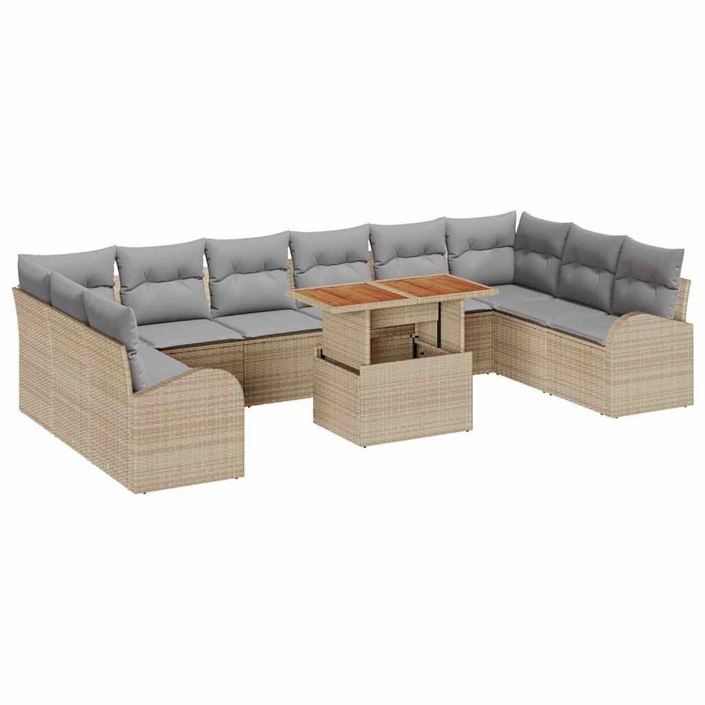 Ensemble de canapé de jardin 11 pc beige poly rotin