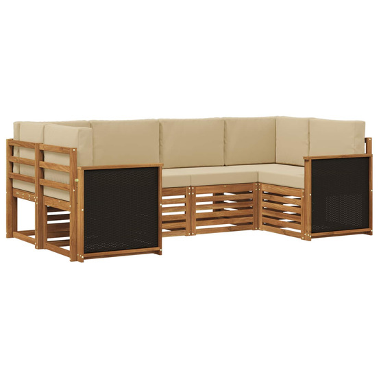 Ensemble de canapé d'angle avec coussin 5 pcs naturel