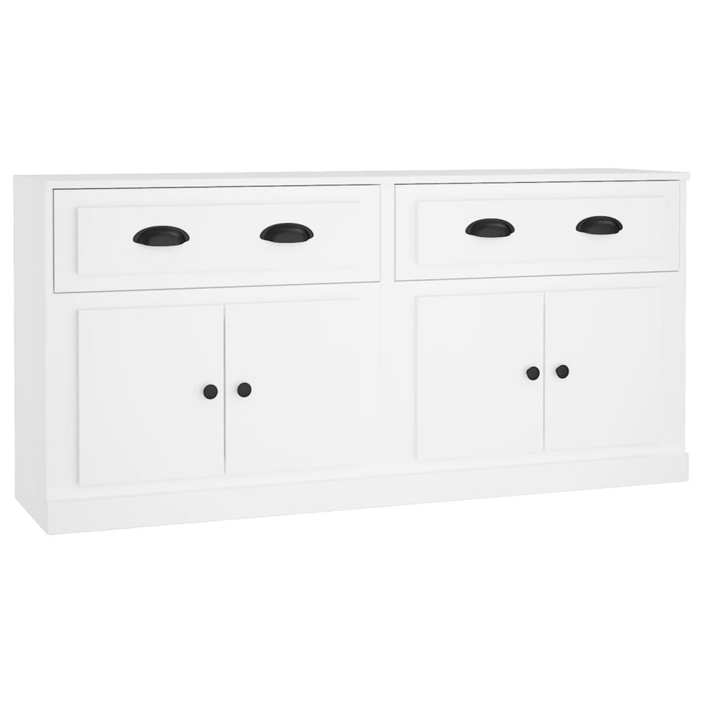 Buffet bahut commode armoire meuble de rangement organisateur cuisine salle de séjour salons lot de 2 bois d'ingénierie blanc