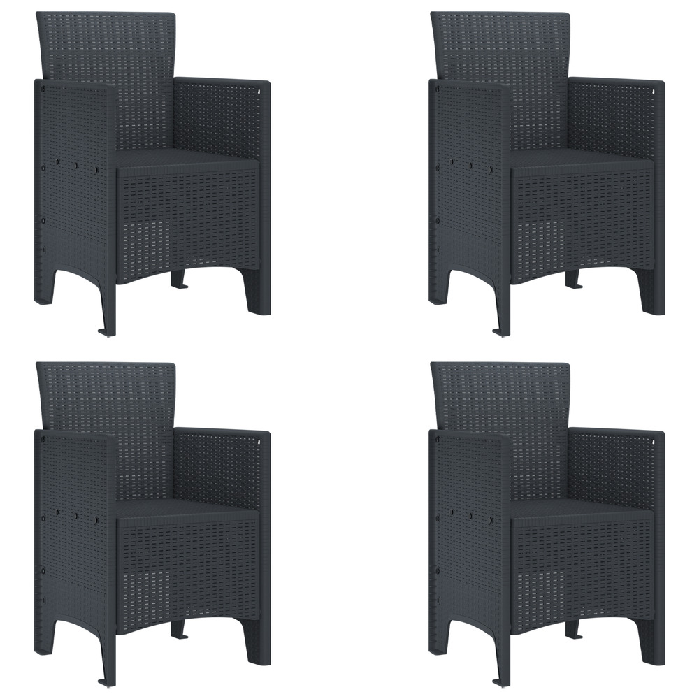 Chaises de jardin 4 pcs anthracite en rotin poly
