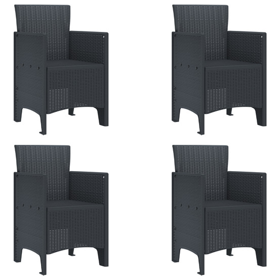 Chaises de jardin 4 pcs anthracite en rotin poly