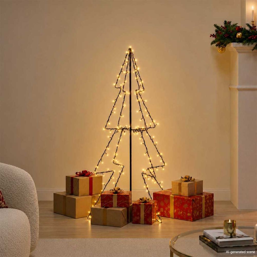 Cône de noël lumineux 160 led pour jardin et maison décoration extérieur/intérieur 120 cm