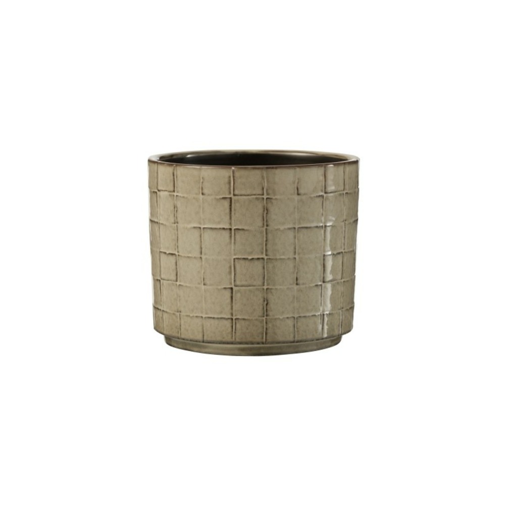 Cache-pot rond en céramique gris 14x14x12.5 cm