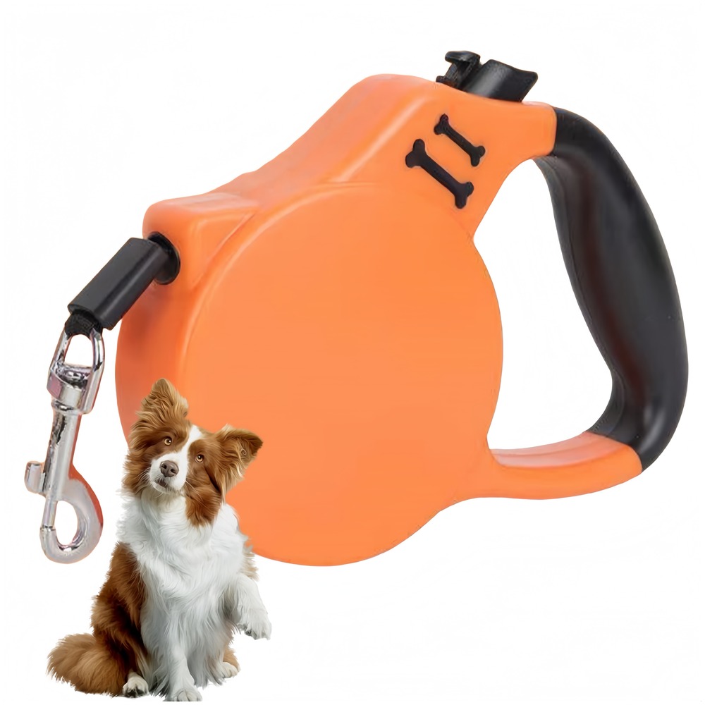Laisse extensible robuste pour chien 5 mètres orange sécurisée