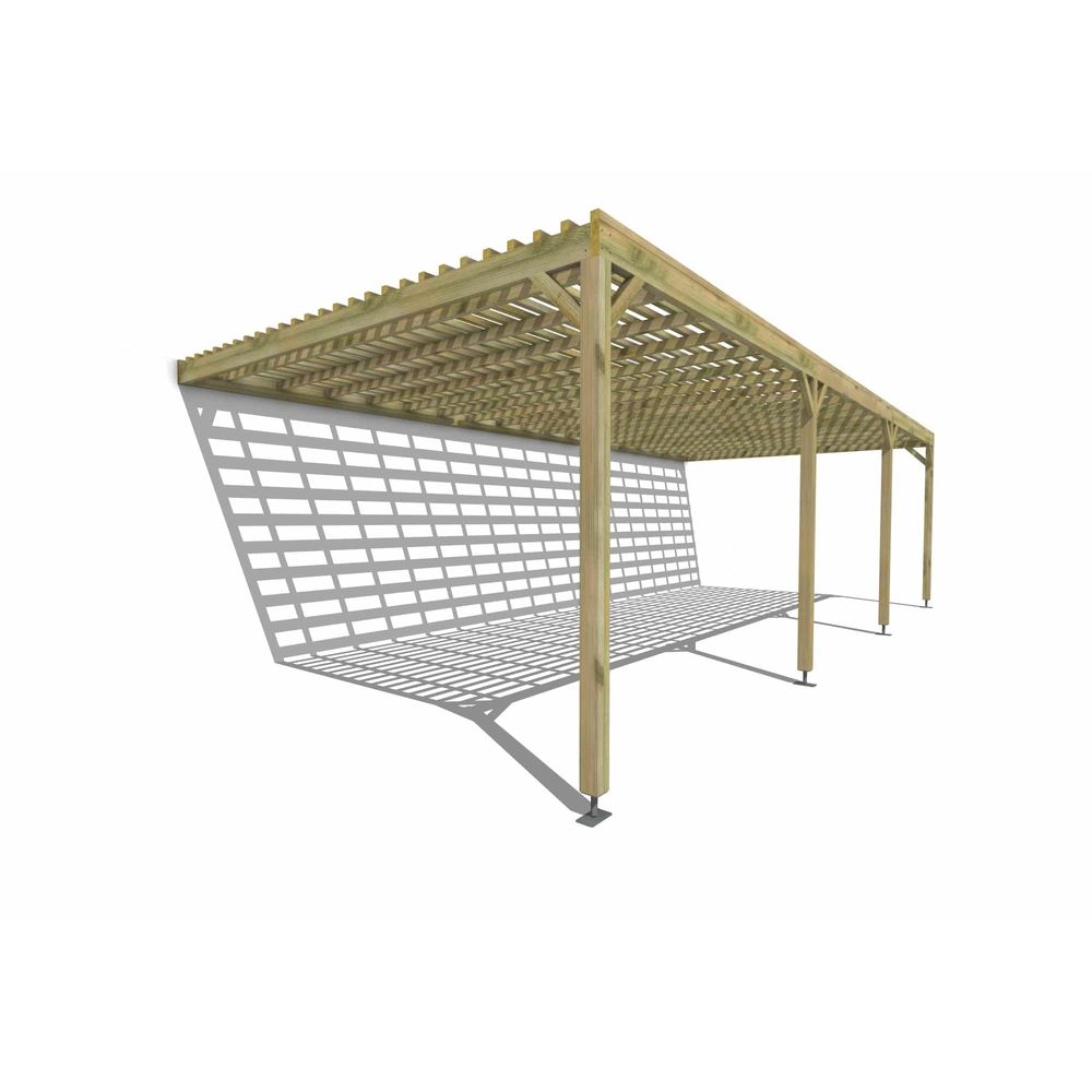 Pergola bois • 9m x 4m • adossée • sens profondeur • lattage bois • livraison comprise