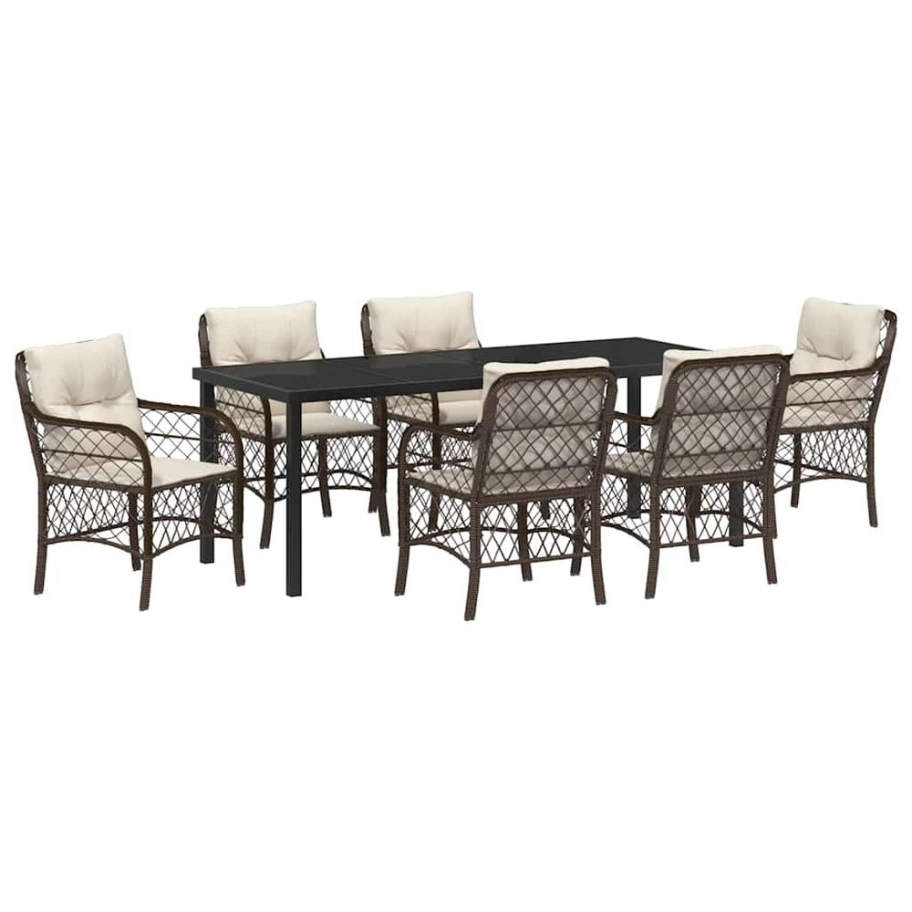 Ensemble de salle à manger pour jardin 7 pc marron polyrotin