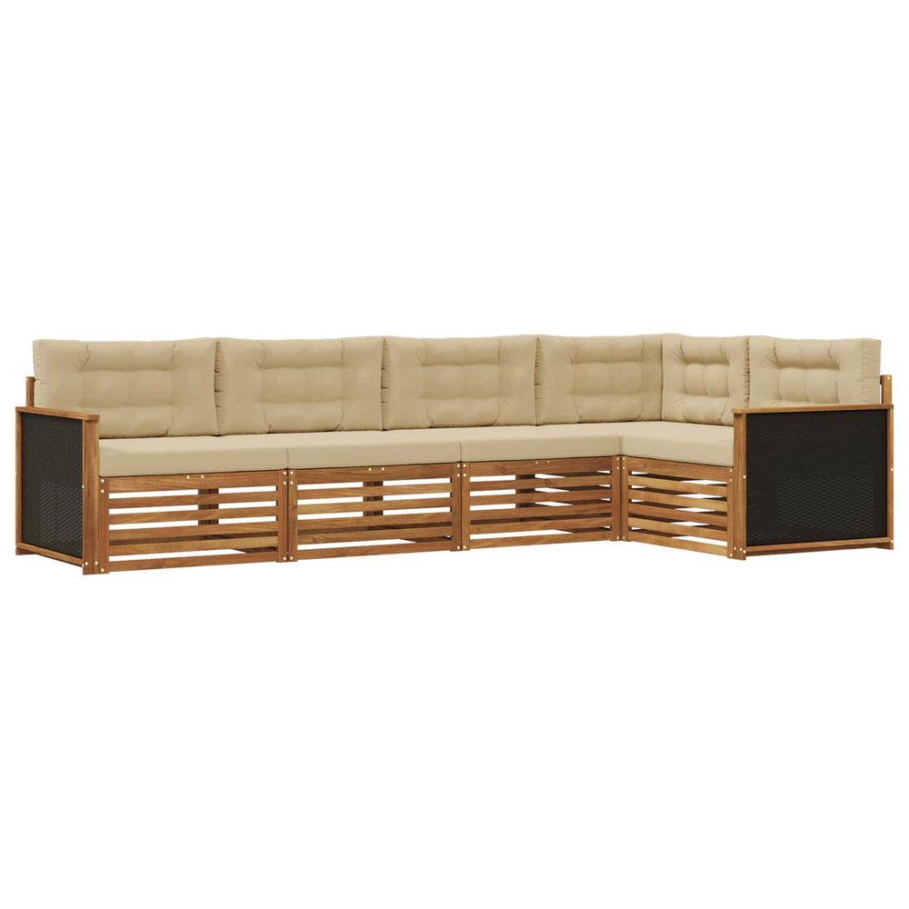 Ensemble de canapés d'extérieur 5 pc naturel et beige polyester