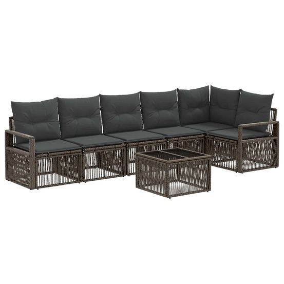 Ensemble de canapé de jardin 7 pc gris polyrotin