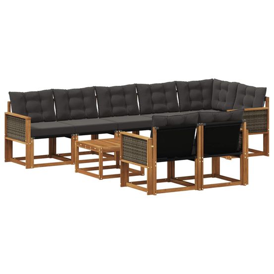 Ensemble de canapés d'extérieur 9 pc naturel et noir