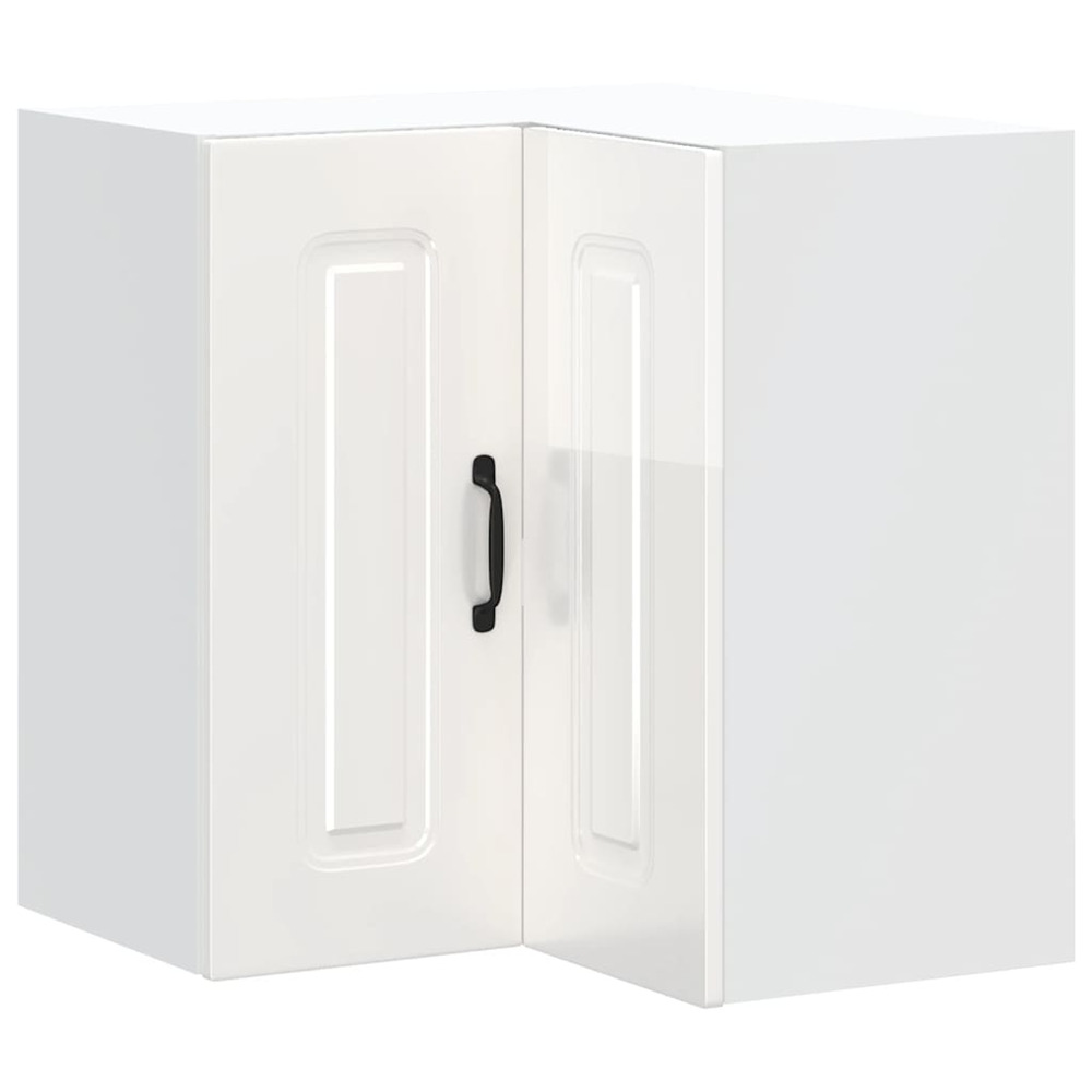 Armoire murale d'angle de cuisine kalmar blanc brillant