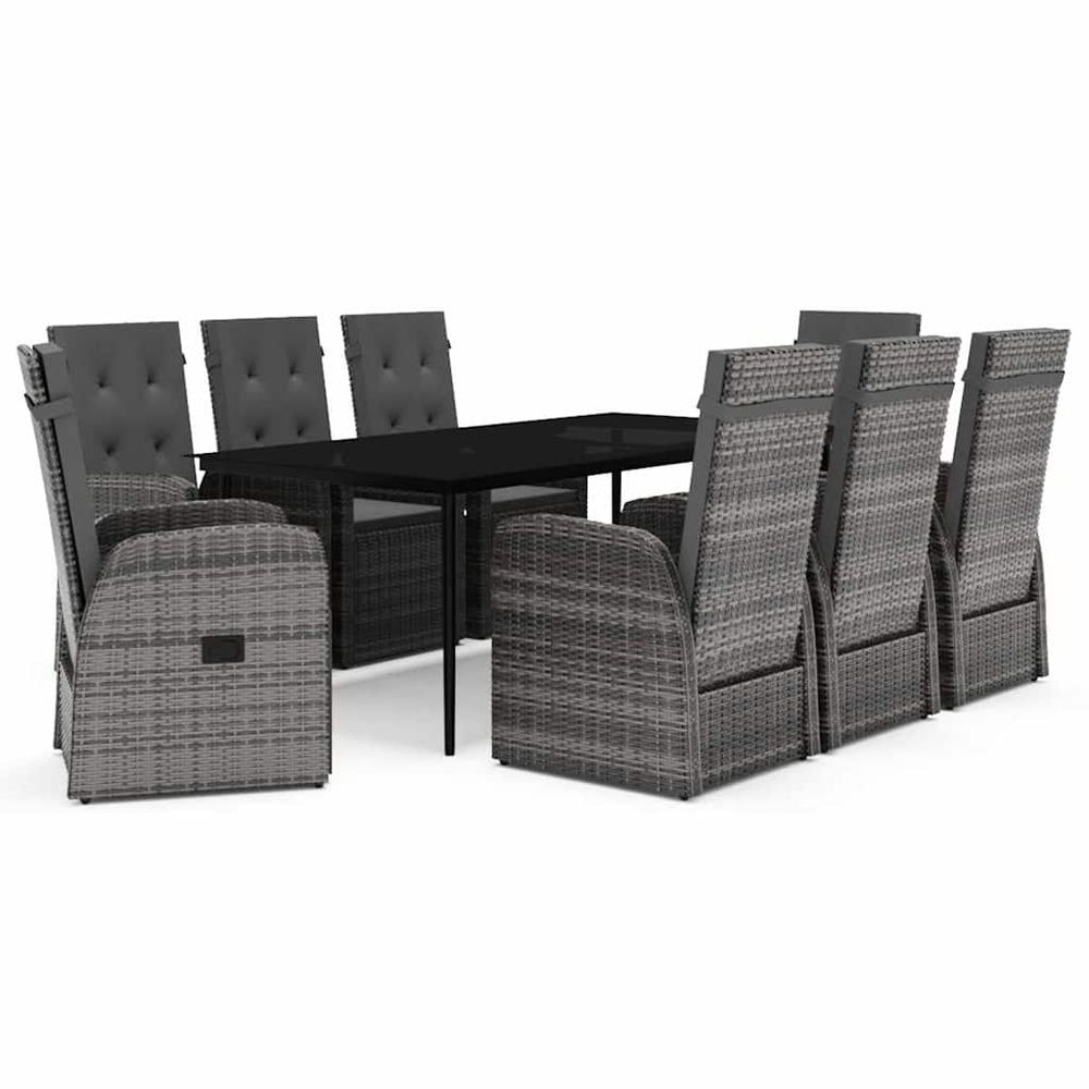 Ensemble à manger de jardin avec coussins 9 pcs gris